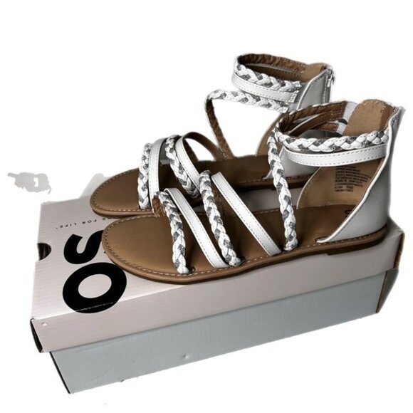 SO Loganberry Girl's Gladiator Sandals White/Silver Size 4 New in Box! - Picture 3 of 7
